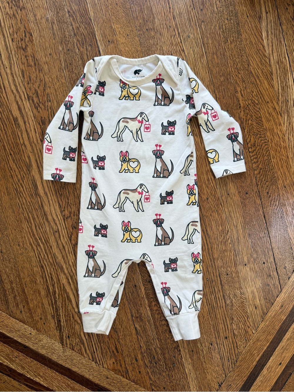 Monica + Andy Valentine’s Day Dog One-Piece Baby Pajamas